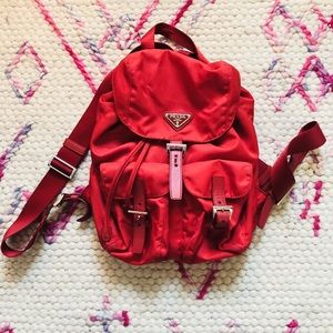 Prada red mini backpack